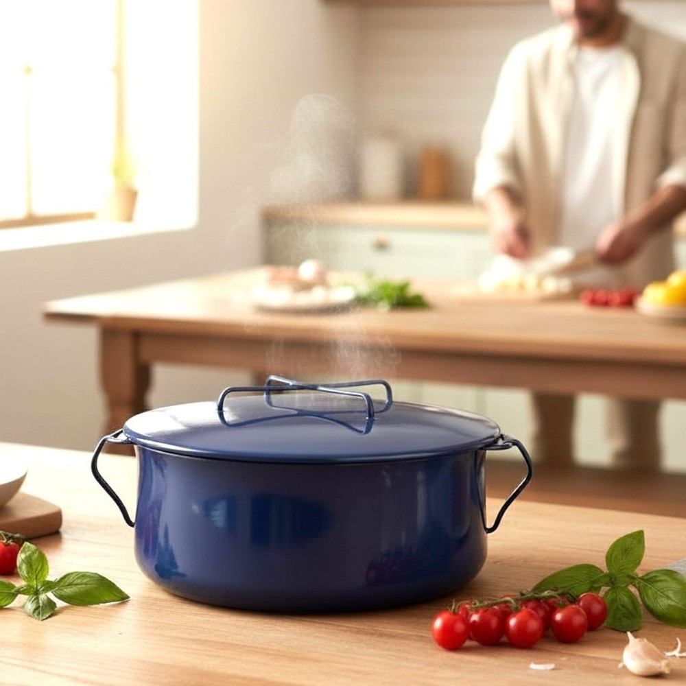 Vintage Large Dansk Kobenstyle Enamelware Jens Quistgaard Stockpot Trivit Top