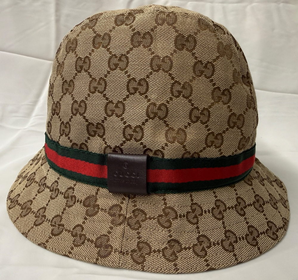 2019 GUCCI GG Canvas Bucket Hat Vintage Monogram Size Large Made In Italy Cap