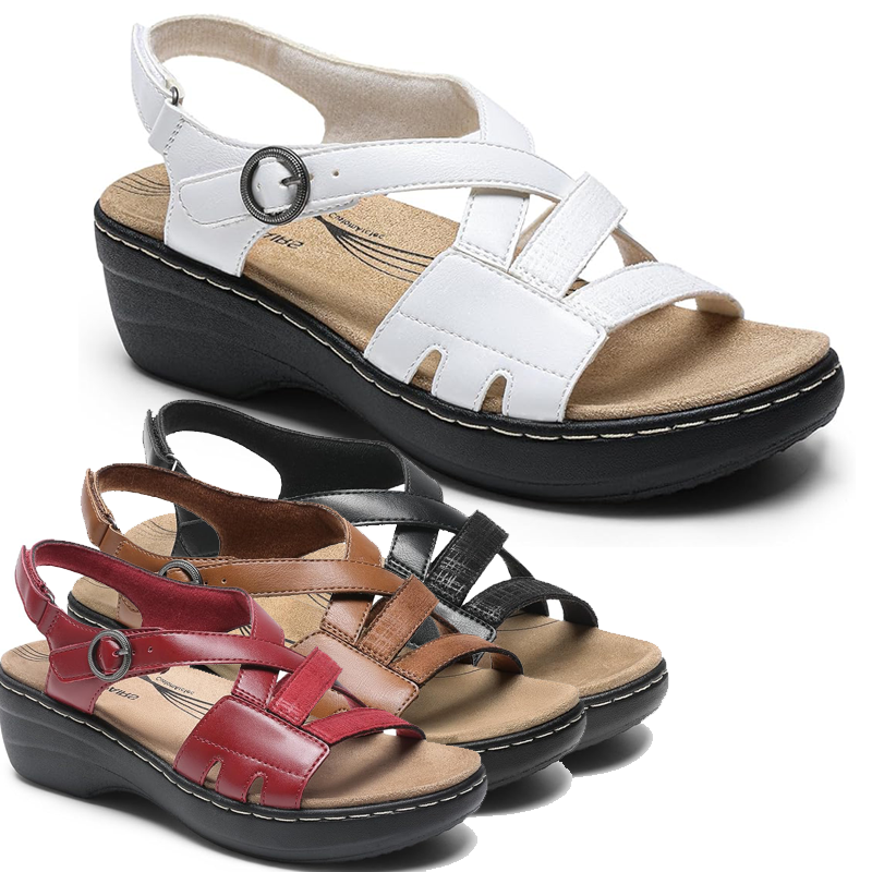 Women Comfortable Arch Support Wedge Sandals Open Toe Summer Walking Shoes