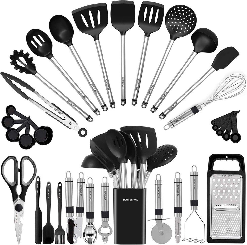 Cooking Utensil Set 33 Piece Stainless Steel Heat Resistant Kitchen Gadget Tools