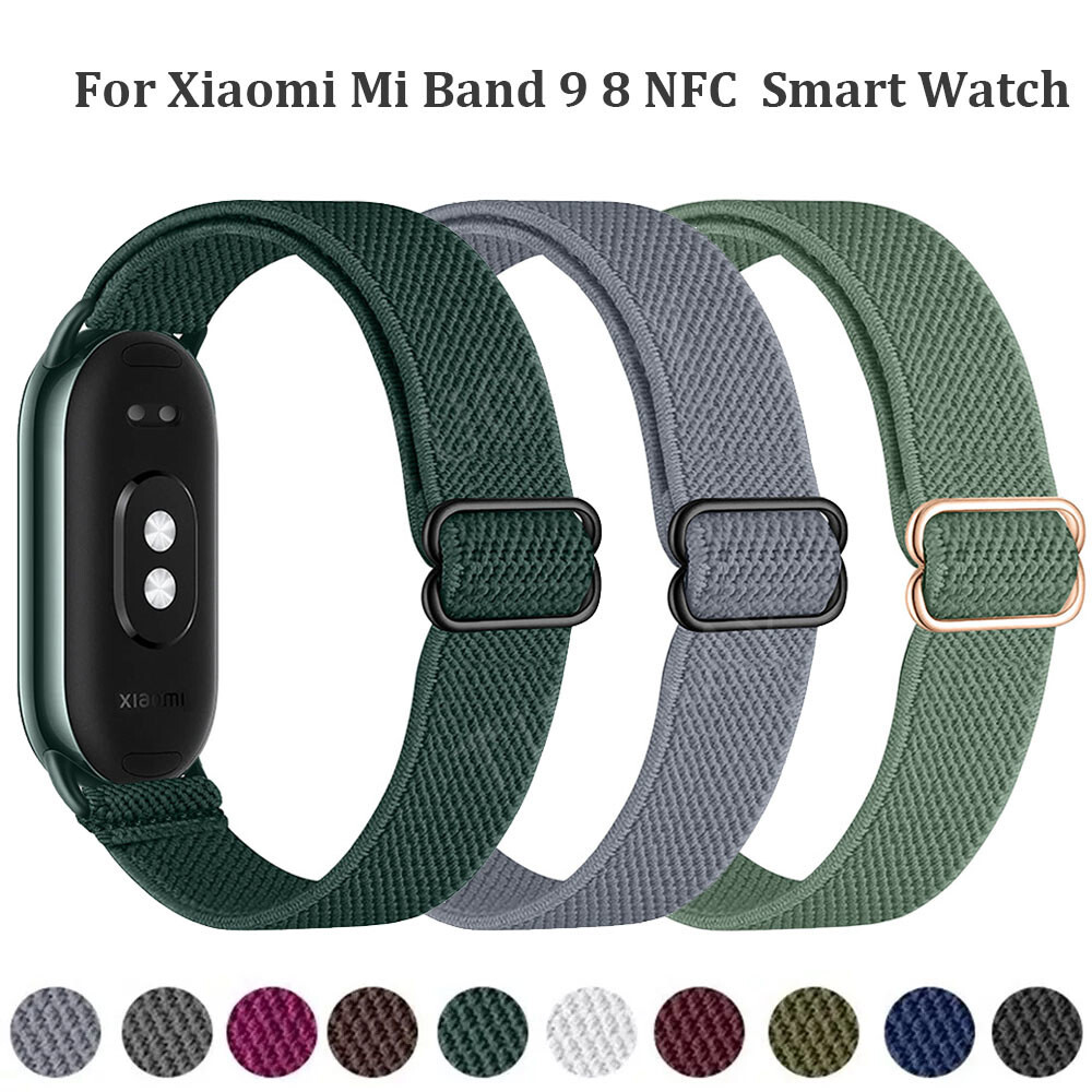 For Xiaomi Mi Band 8 / 9 / 8 9 NFC Elastics Nylon Strap Adjustable Watch Band