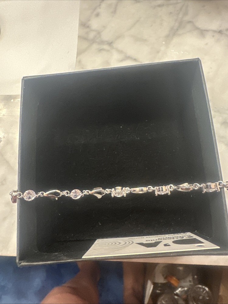 925 Sterling Silver Swaying Puffed Heart Link Toggle Charm Bracelet, 7.5