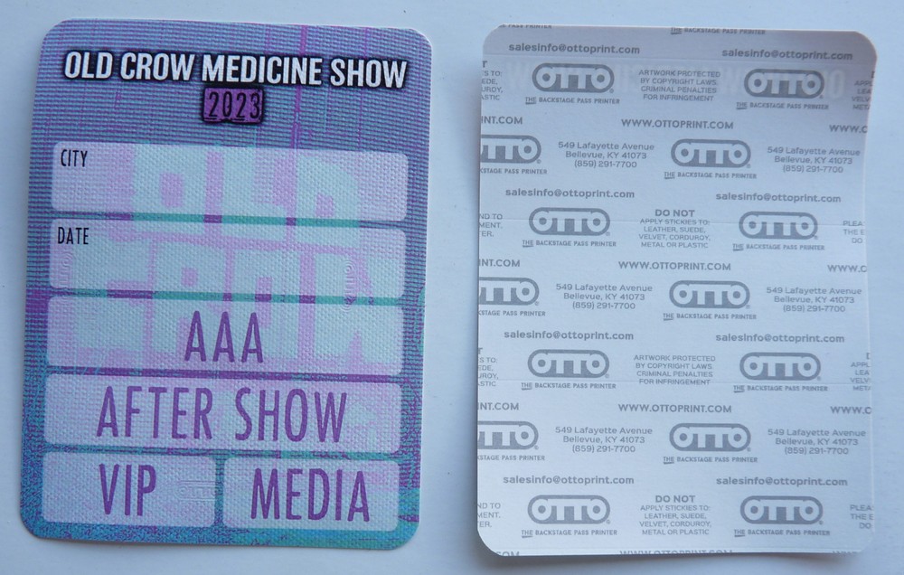 Old Crow Medicine Show 2023 Concert Tour Backstage Pass D19