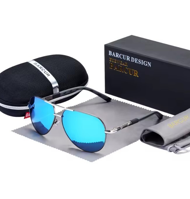 BARCUR Polarized Mirror Sunglasses for Men - Aluminum Magnesium Frame