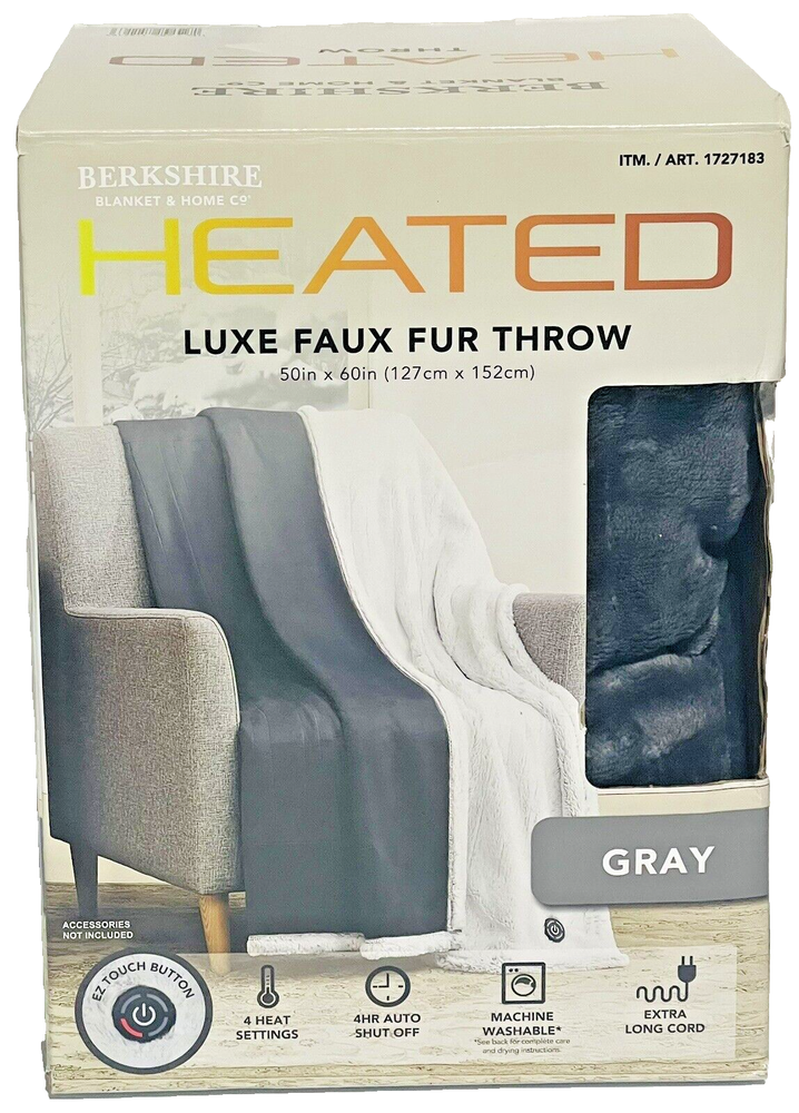 Berkshire Heated Luxe Faux Fur Throw 50