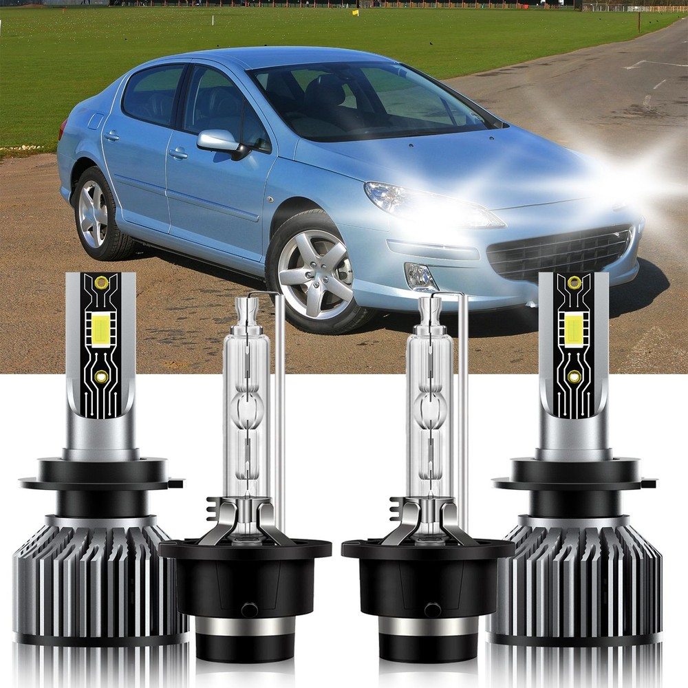 For Peugeot 407 2006-2009 H7 D2S LED HID Headlight Bulbs Kit High Low Beam 6500K