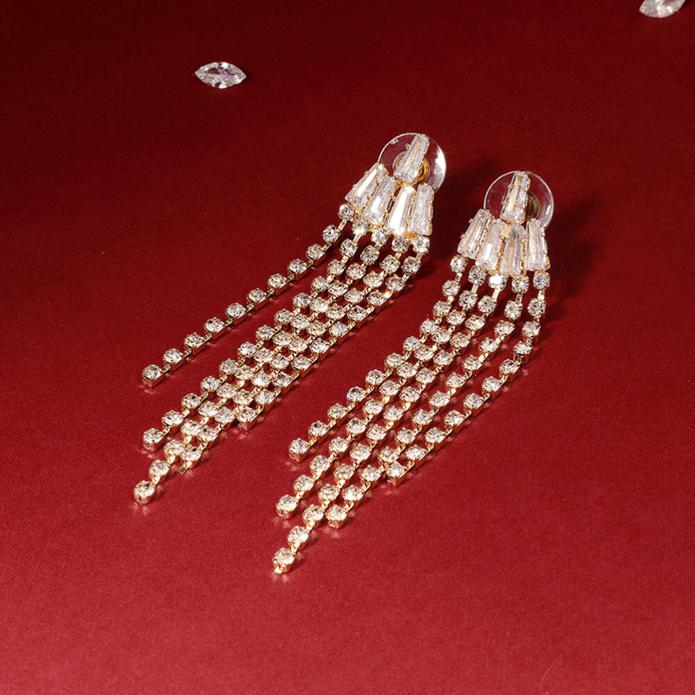 Elegant Chandelier Drop Earrings with Rhinestones for Weddings and Special Events