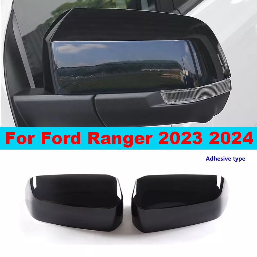 For Ford Ranger 2023 2024 Rearview Side Mirror Cover Wing Cap Trim Add on Black