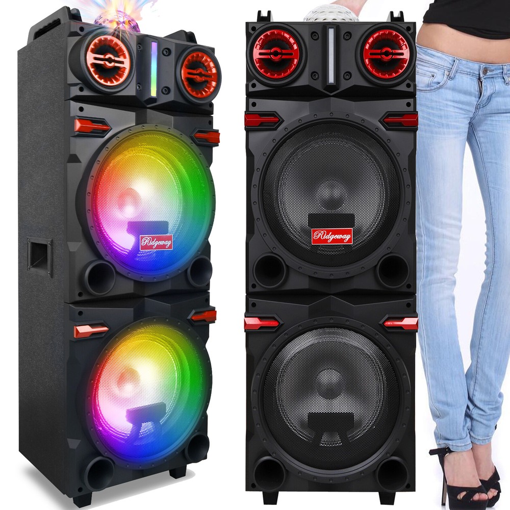 Portable Bluetooth Speaker with Dual 10 Subwoofers FM Karaoke DJ LED Lights TWS Mic AUX Connectivity