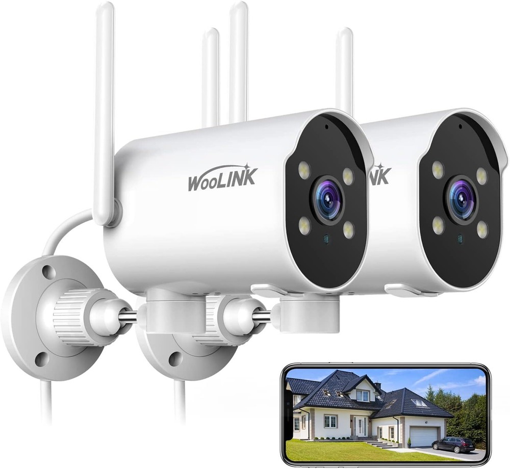 2K Outdoor WiFi Security Camera with 225° Pan Rotation Full Color Night Vision