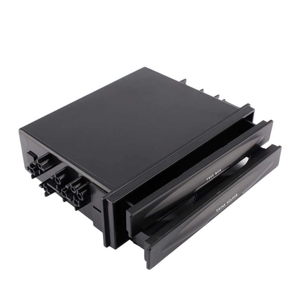 Double DIN Dash Radio Installation Pocket Cup Holder Storage Box Car Accessories