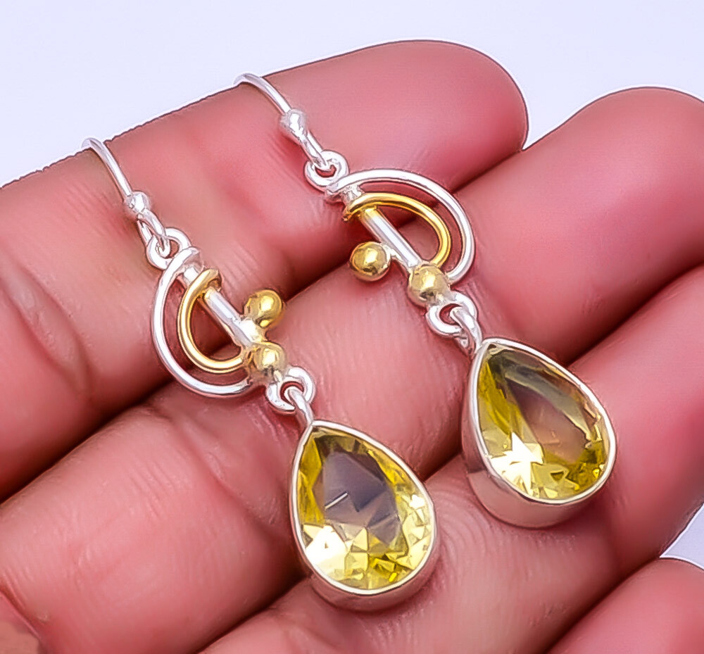 Citrine 925 Sterling Silver Two Tone Earring 1.95