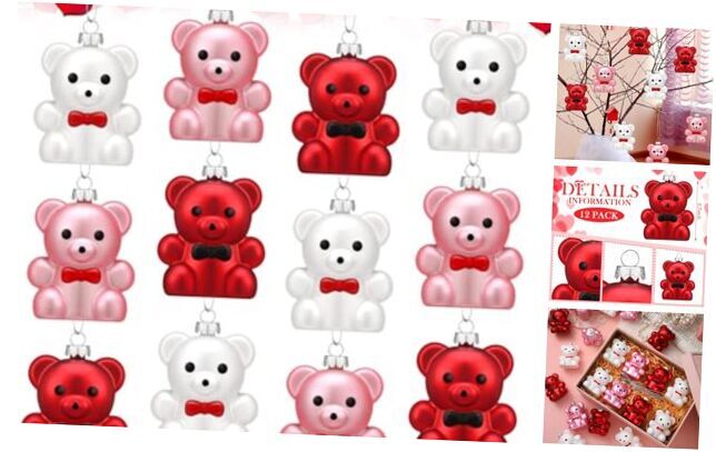Pieces Valentine's Day Bear Ornaments 2.7 Inch Romantic Valentine Tree 12