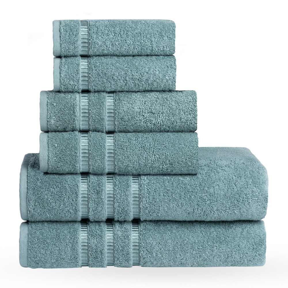 COTTONIA 6 Pcs Towel Set 100% Turkish Cotton 2 Pcs of Hand, Washcloths and Body