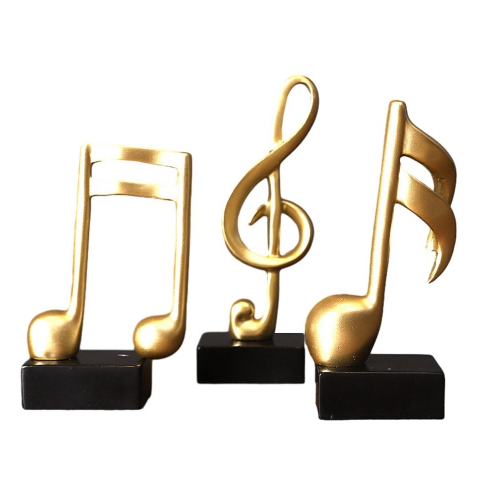 Music Note Decor Musical Sculpture Statue Resin Music Note Figurine for5357
