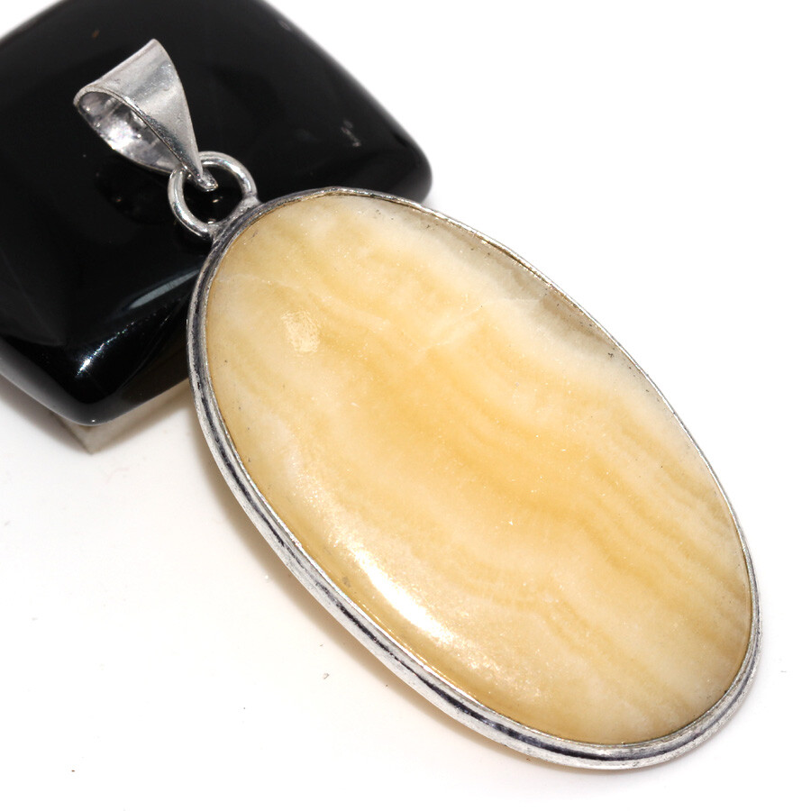 Laguna Lace Calcite 925 Silver Plated Gemstone Pendant 2.1
