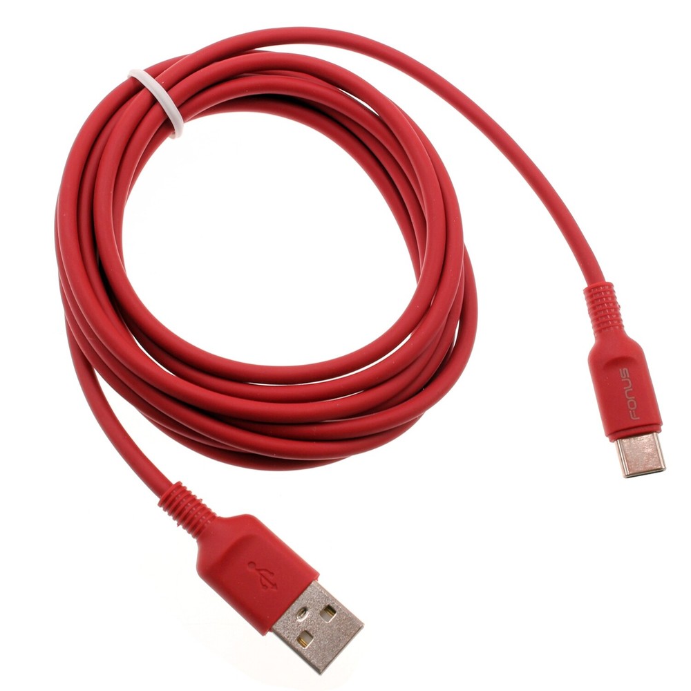 Red 6ft USB-C Cable Charger Cord Power Wire Type-C Fast Charge Sync for Tablets