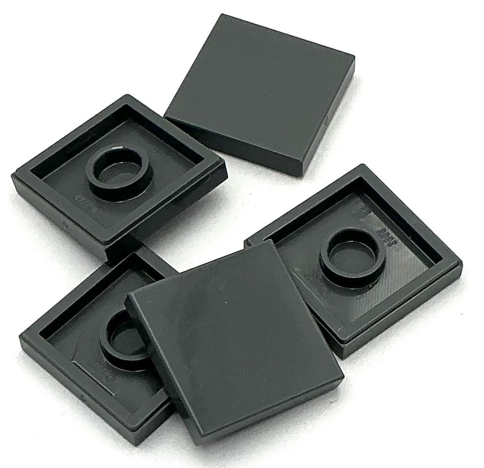 Lego 5 New Dark Bluish Gray Tiles Flat Smooth 2 x 2 Parts