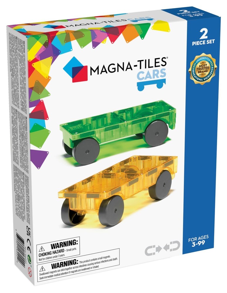 MAGNA-TILES Cars – Green & Yellow 2-Piece Magnetic Construction Set The ORIGI...