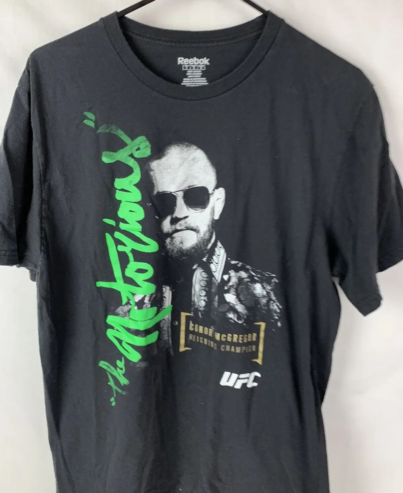 Conor McGregor T Shirt UFC Fighting Promo Tee Reebok Logo Crew Men’s Large