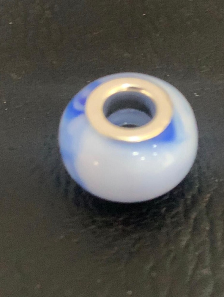 Elegant Blue and White Pandora-Style Alloy Spacer Bead Charm