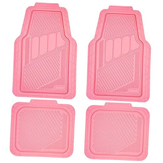 Heavy Duty Rubber Floor Mats 4-Piece Pink Car Mats Full Set - Universal