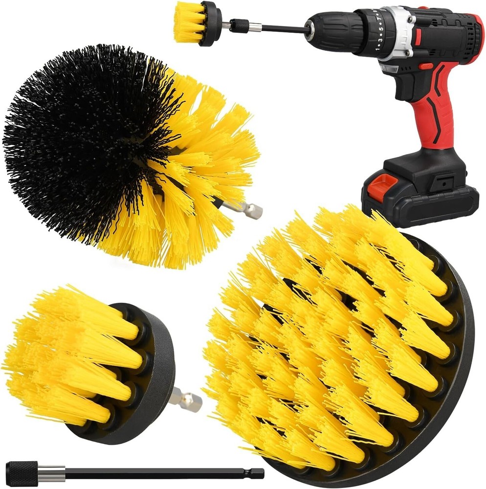 4-Piece Drill Brush Attachment Set for Deep Cleaning Showers, Tubs, Tiles, and Grout with Cordless Drills