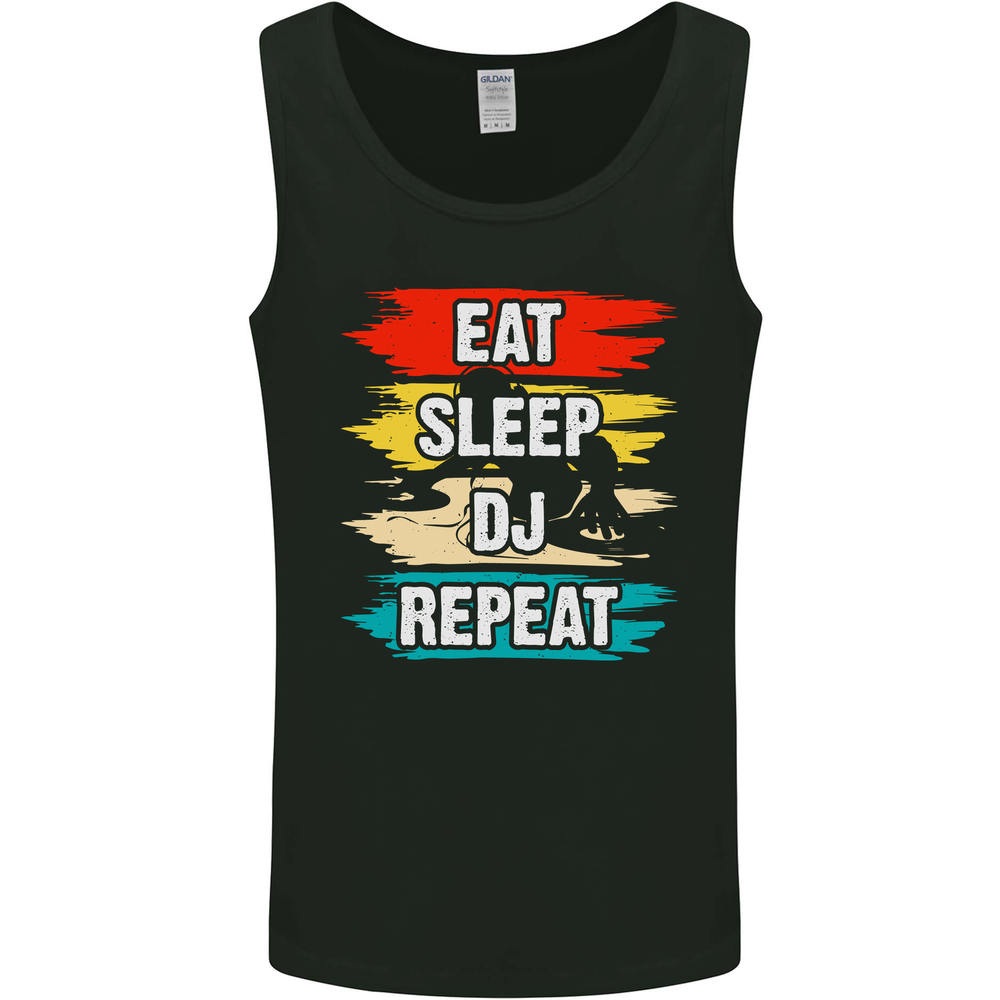 Eat Sleep DJ Repeat DJing Music Mens Vest Tank Top