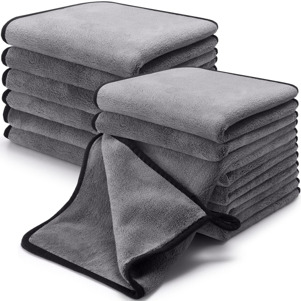12-Pack 16x16 Inch 800 GSM Thick Microfiber Car Cleaning Towels