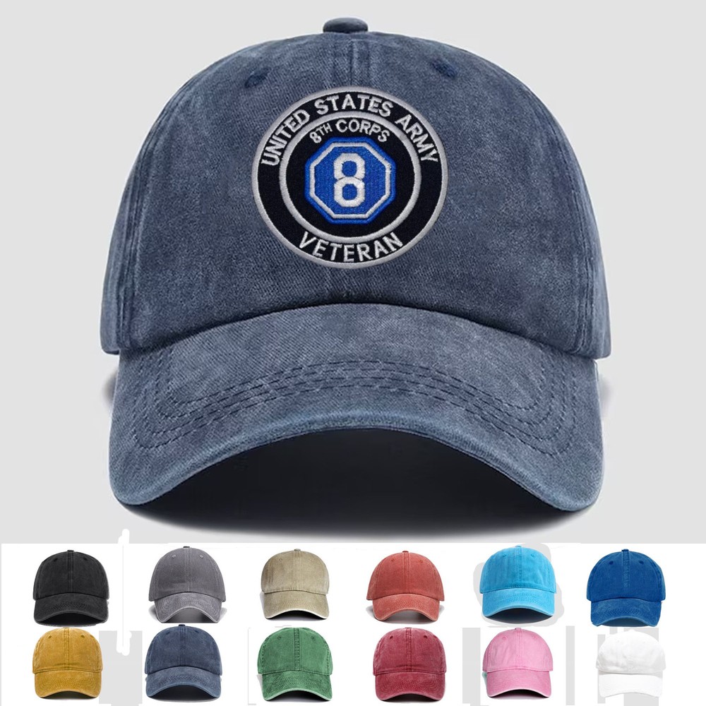Custom Embroidered Hat US Army 8th Veteran, Veteran Cap, Trucker Hat, Gift Idea