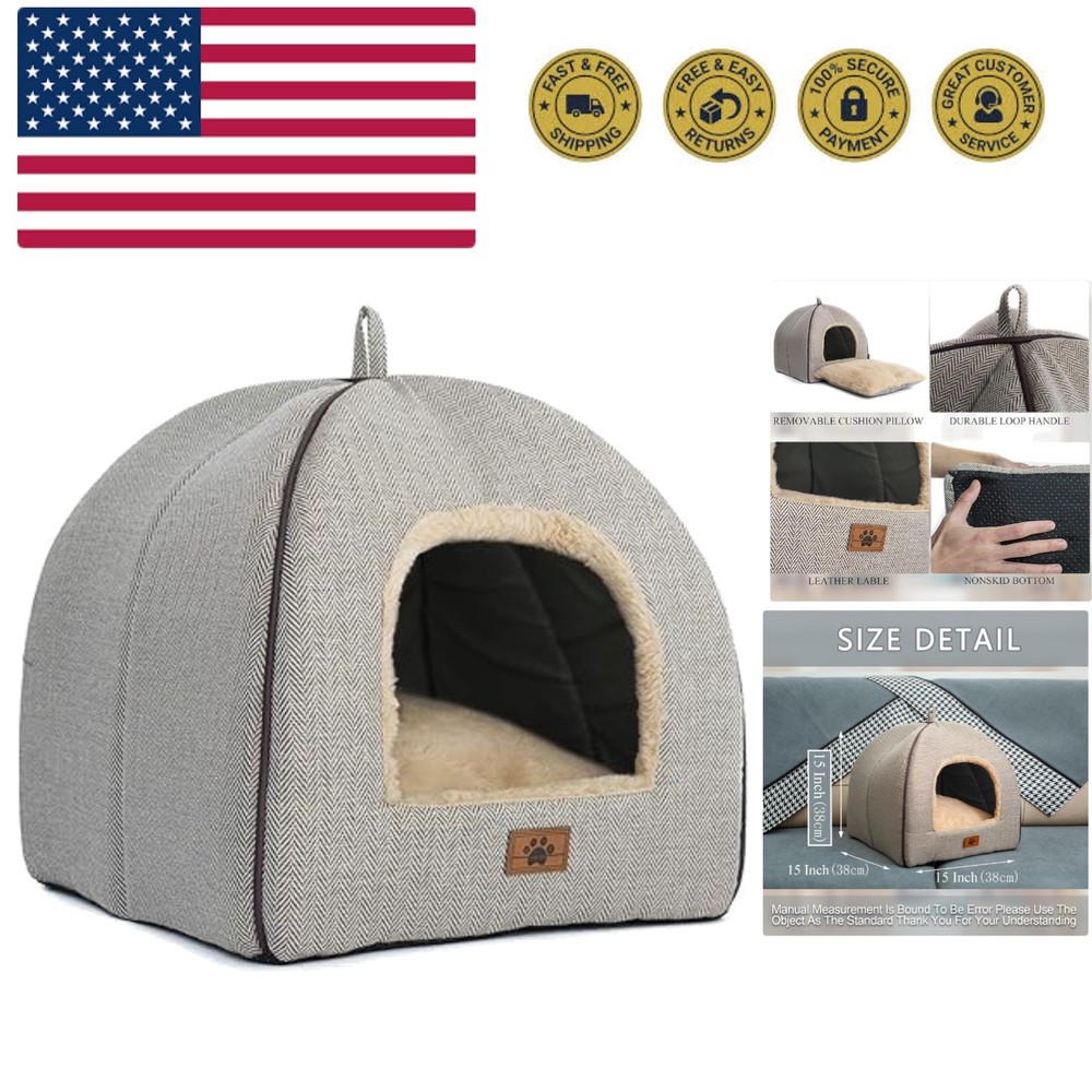 Cat Bed for Indoor Cats - Cat Cave Beds Cat House Cat Tent with Removable Was...