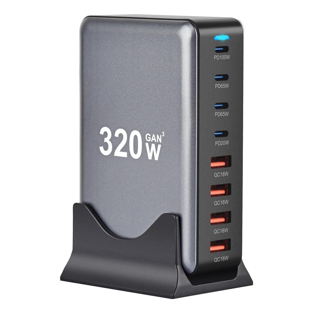 320W GaN USB-C Fast Charger – 8-Port Desktop PD Charger for iPhone 15, 14 & Sams