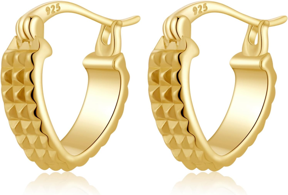 14K Gold Hoop Earrings Heart Hoop Earrings for Womens Hypoallergenic Lightweight