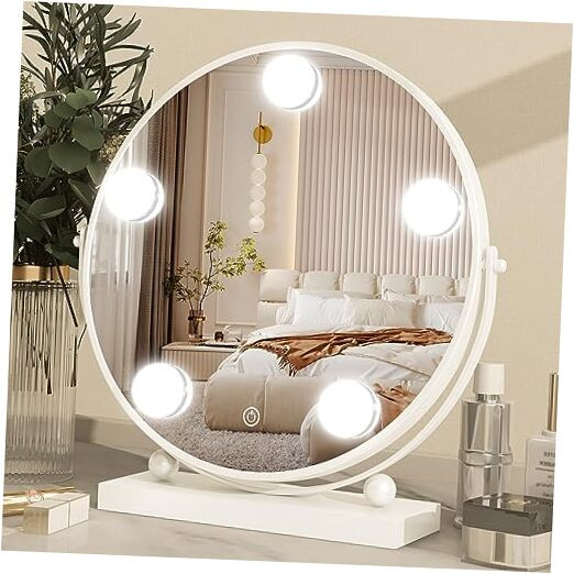 13-Inch White Hollywood Makeup Mirror with LED Lights 12x13 Round Vanity