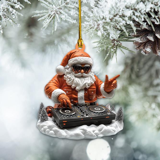 Santa DJ Christmas Ornament  Santa DJ Player Xmas Ornament  Musician Ornament
