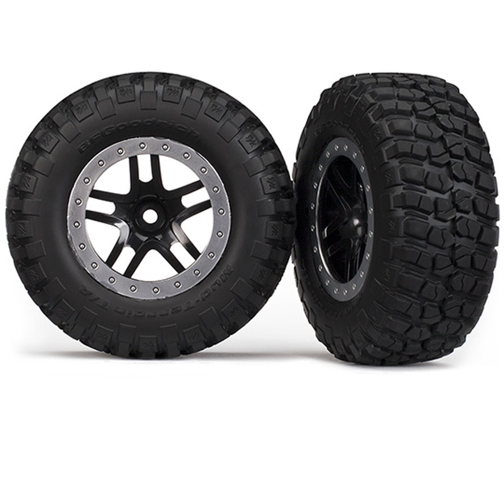 Traxxas 5885 BFGoodrich Mud-Terrain Tires with SCT Split-Spoke Chrome Black Wheels