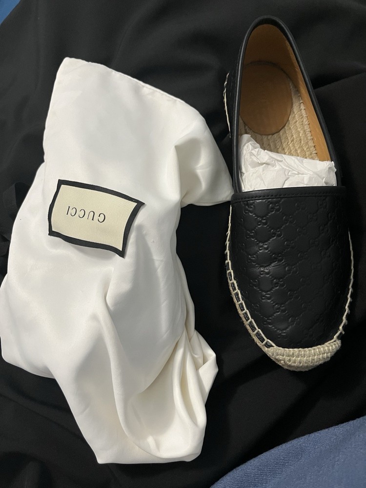 Gucci Espadrille Slides Size 36.5 in White and Red Web Stripe