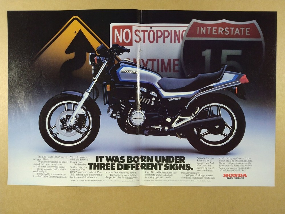 1985 Honda Sabre Motorcycle vintage print Ad