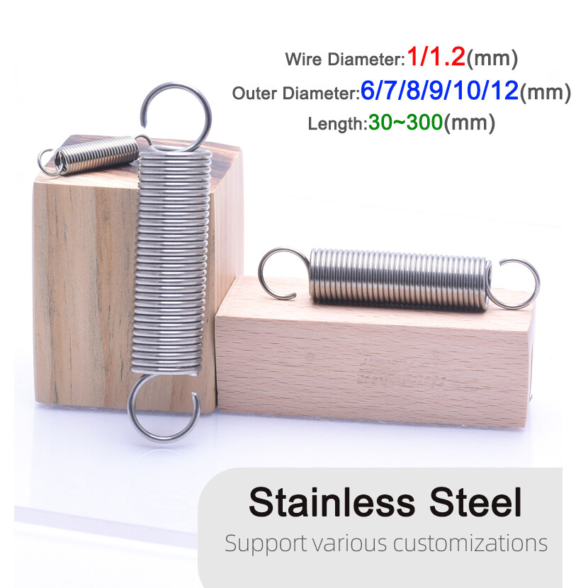 Stainless Steel Double Hook Tension Spring 1mm 1.2mm Wire Stretch Spring
