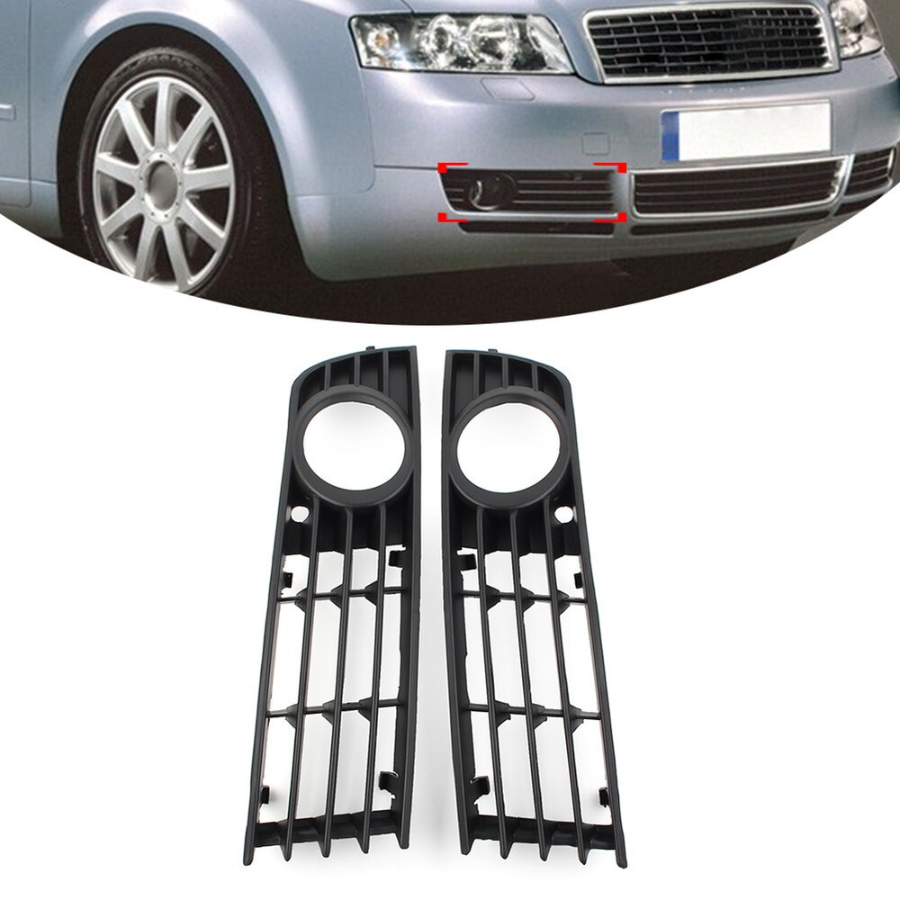 2 x Front Bumper Fog Lights Grille Cover For Audi A4 B6 Sedan Model 2001-2005 US