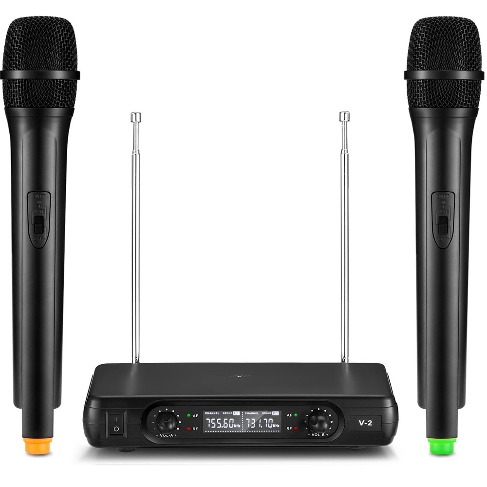 V2 Pro Dual-Channel Wireless Handheld Microphone System for Professional Audio