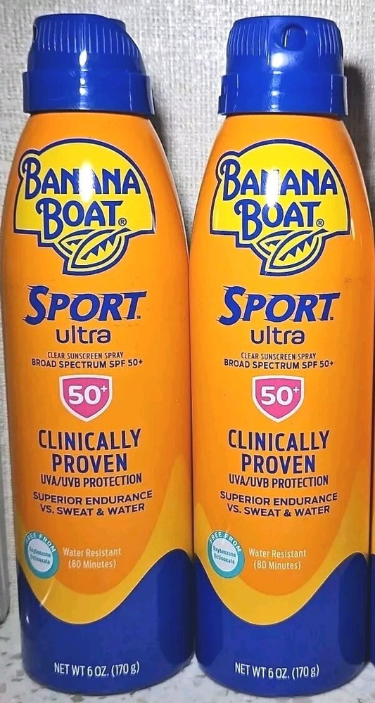 Banana Boat Sport Ultra Clear SPF 50+ Sunscreen Spray Twin Pack 6 oz Exp 01/2027