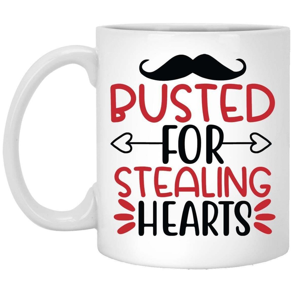 Busted For Stealing Hearts Mug Funny Coffee Mugs Gift For Mom Dad Grandpa