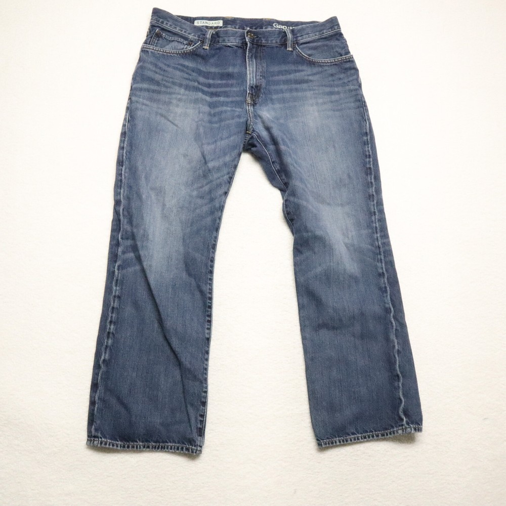 GAP Men's Size 38x32 Blue Standard Fit Straight Dark Wash 100% Cotton Denim Jean