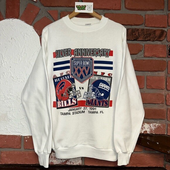 Rare 1991 Bills NFL Super Bowl XXV Buffalo Bills Crewneck Sweatshirt HN1115