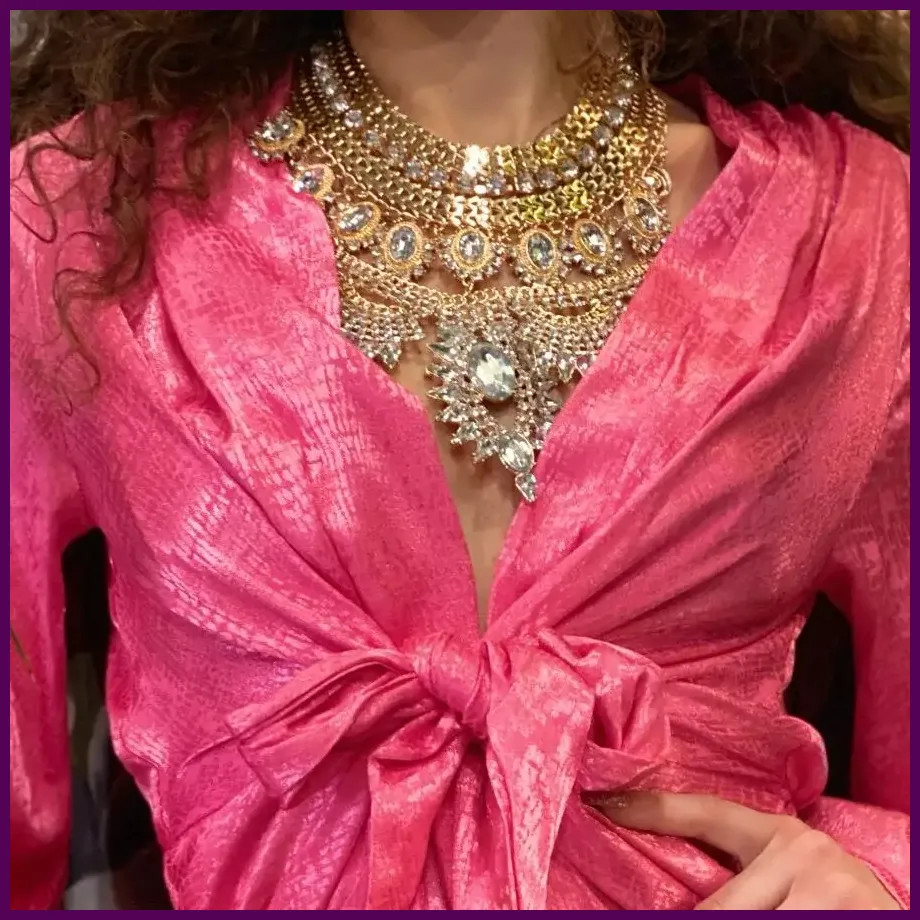 Indian Ethnic Statement Large Necklace Women Fashion Crystal Rhinestone Maxi