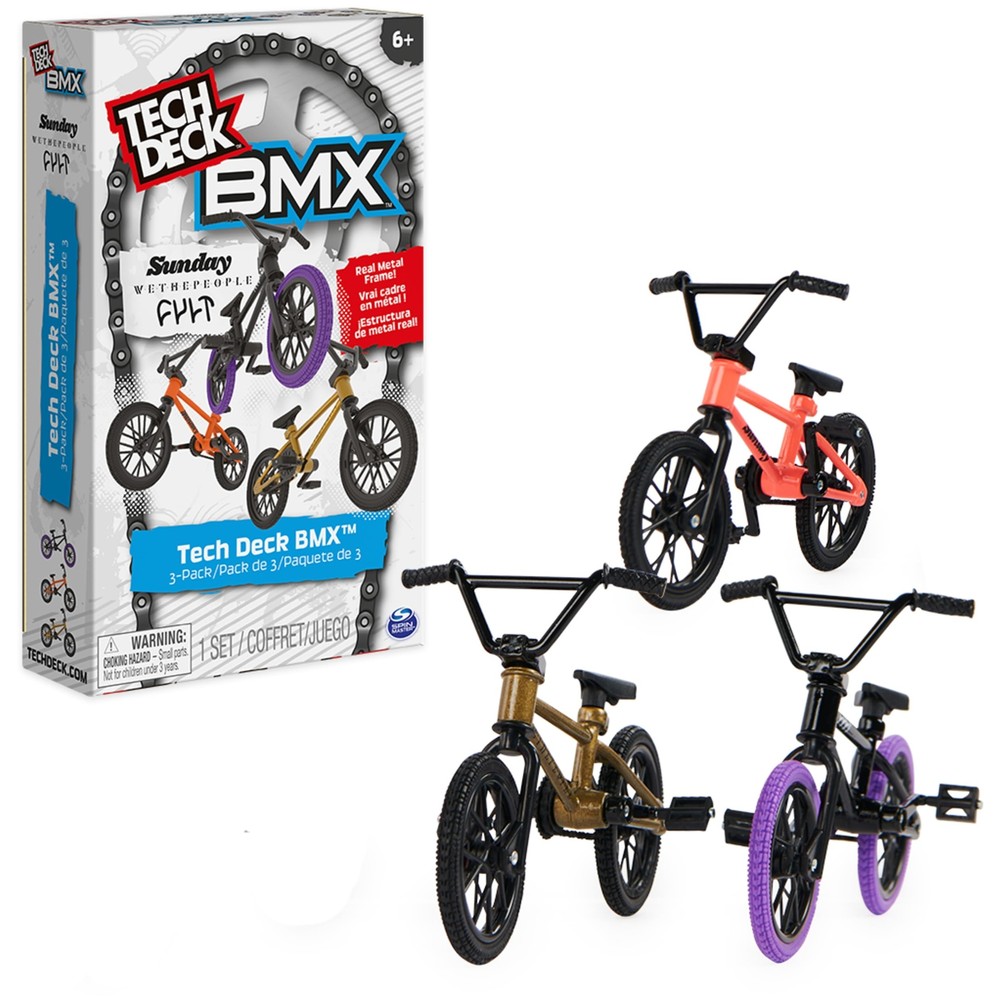 Tech Deck, BMX Finger Bike 3-Pack, Collectible And Customizable Mini BMX Bicycle