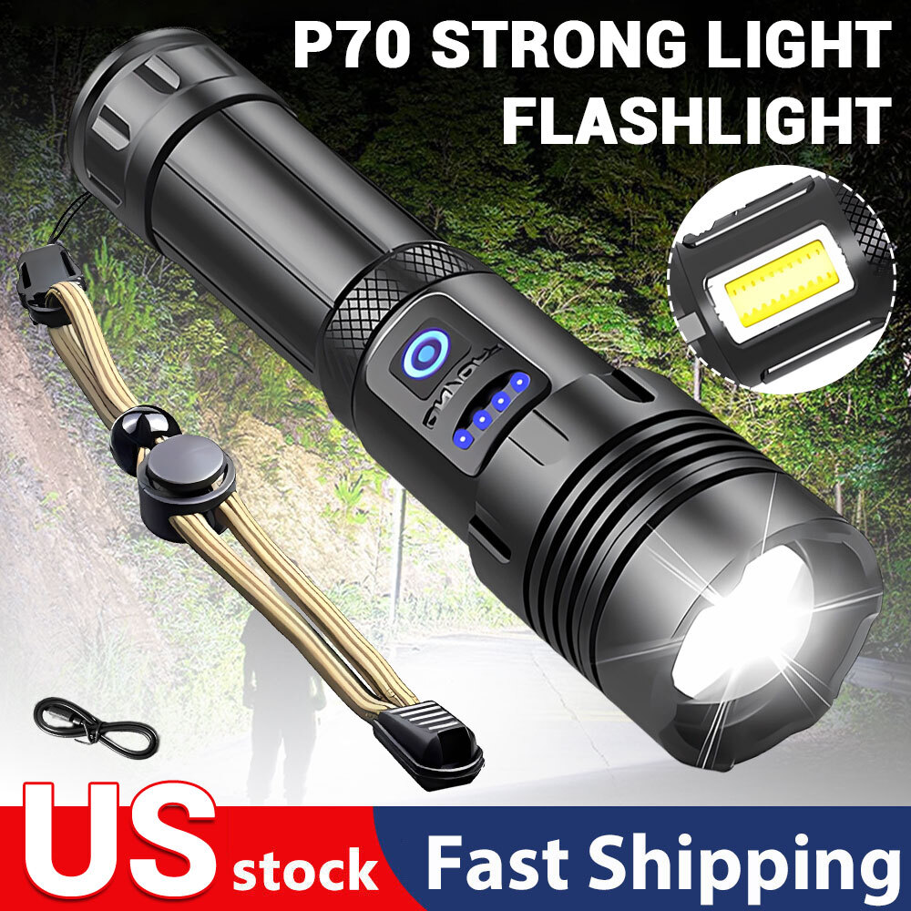 1000000 Lumens Super Bright LED Tactical Flashlight Rechargeable LED Work Light