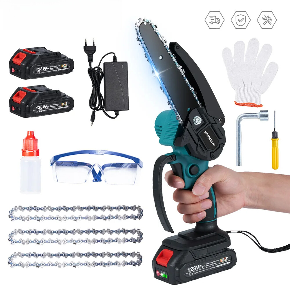6-Inch Cordless Mini Electric Chainsaw with Temperature Control for Pruning and Cutting