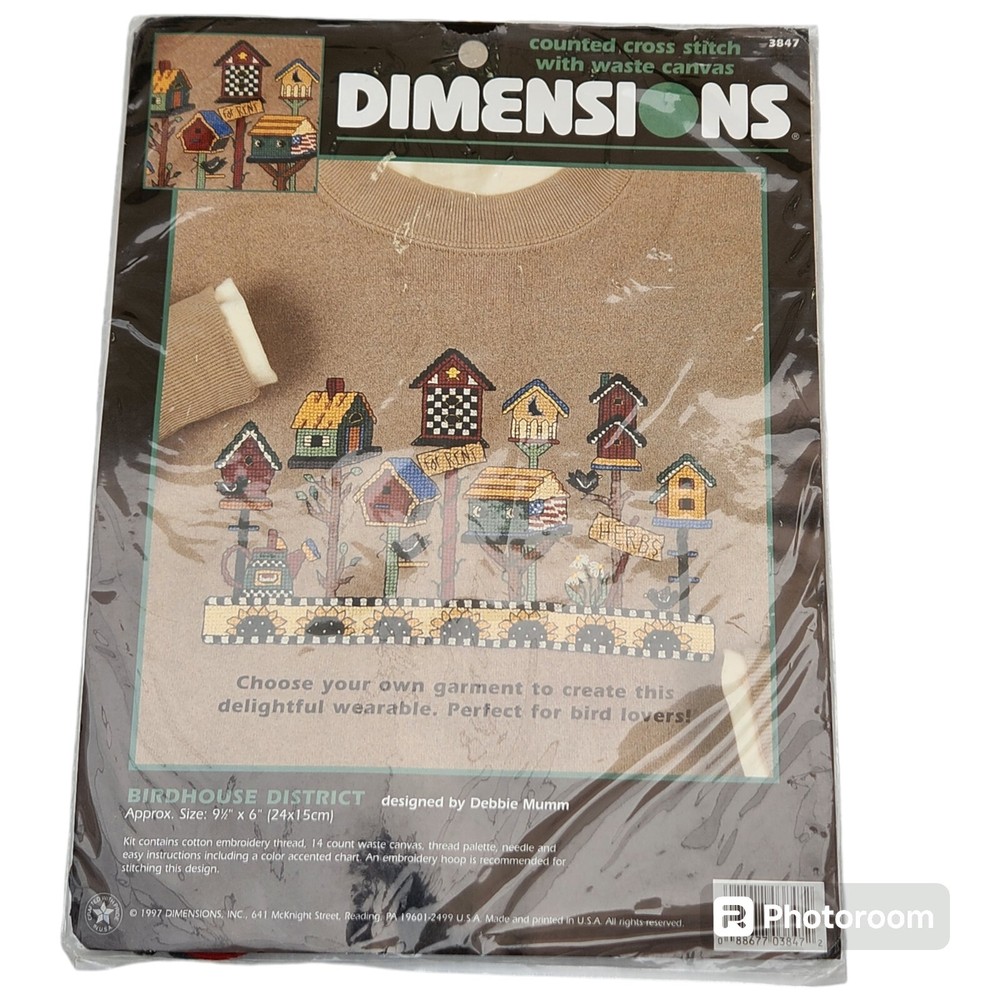 Dimensions Birdhouse District Counted Cross Stitch with Waste Canvas  3847 NEW